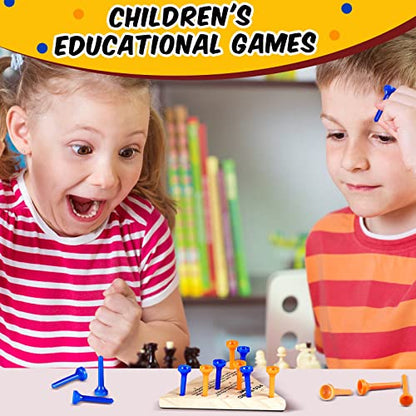 Skylety 12 Pack Triangle Peg Games Wooden Board Table Game, Blue and Orange - color: Blue and Orange
