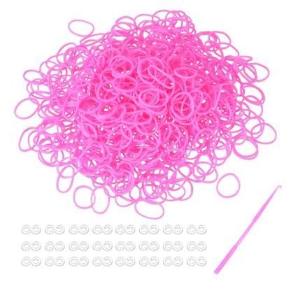 MECCANIXITY 600 Pcs Loom Rubber Bands Kit with 25 Pcs S-Clips 1-Hook Rubber Bands Refill Bracelet Making Kits for Weaving DIY Handcrafts Gift, Pink - color: Pink