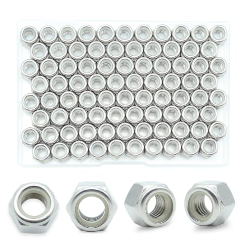 5/16-18 Nylon Insert Lock Nuts 75 Pack, 304 Stainless Steel Hardware Nuts - size: 5/16"-18 (75 Pcs)