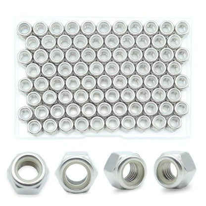 5/16-18 Nylon Insert Lock Nuts 75 Pack, 304 Stainless Steel Hardware Nuts - size: 5/16"-18 (75 Pcs)