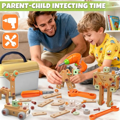 YongnKids 158 Pcs Kids Tool Set with Drill for Boys Girls Age 3-8