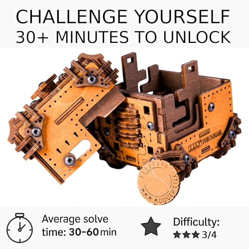 WOODEN.CITY Tesseract's Secret - Wooden Puzzle Box for Adults - 3D Brain Teaser Puzzle Kit - Escape Room in a Box Challenge - Unique Gift for Men & Women - Made in EU - 3D Wooden Puzzles for Adults