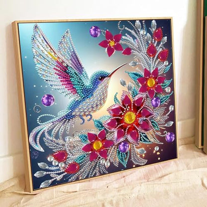 JATOK Diamond Art Kits for Adults, Hummingbird, Special-Shaped Gems - color: Beige