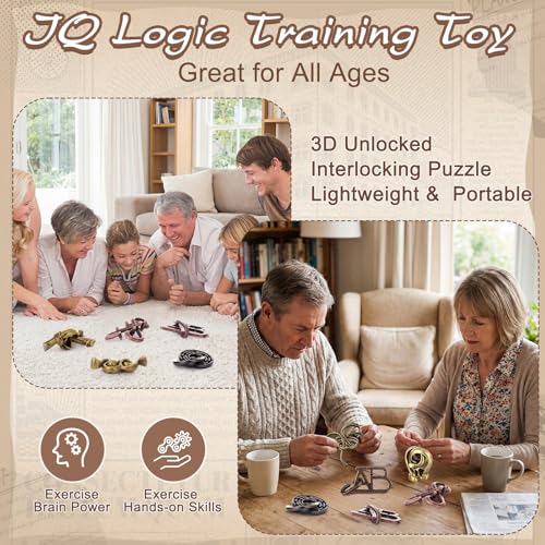 Wettarn 9 Pcs Metal Brain Teasers 3D Steel Puzzle Set, Fashion Style - style: Fashion Style