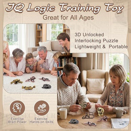Wettarn 9 Pcs Metal Brain Teasers 3D Steel Puzzle Set, Fashion Style - style: Fashion Style