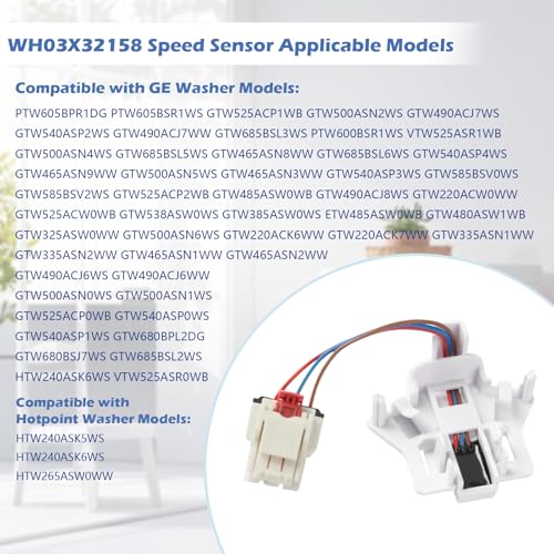 WH03X32158 WH12X26330 Washer Speed Sensor/Rotor Position Sensor Replacement for GE Hotpoint Washer Replace WH12X25294 PS16619248 AP7020336 GTW335ASN1WW GTW465ASN9WW GTW465ASN1WW HTW240ASK6WS Parts - style: WH03X32158