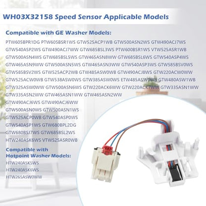 WH03X32158 WH12X26330 Washer Speed Sensor/Rotor Position Sensor Replacement for GE Hotpoint Washer Replace WH12X25294 PS16619248 AP7020336 GTW335ASN1WW GTW465ASN9WW GTW465ASN1WW HTW240ASK6WS Parts - style: WH03X32158