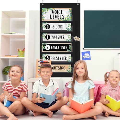 Funrous Eucalyptus Voice Level Classroom Pocket Voice Chart Classroom Decor - style: Eucalyptus