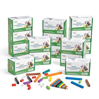 hand2mind Wooden Cuisenaire Rods Classroom Set, Teaching Fraction Bars, Montessori Math Manipulatives, Math Teacher Must Haves Elementary, Kindergarten Homeschool Supplies (15 Sets of 74) - style: Class Set