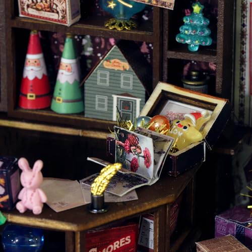Hands Craft Christmas Wonderland DIY Miniature House Kit with Music & LED Lights – Holiday Storefront 3D Puzzle – Festive Craft Kit for Adults & Teens – Bookshelf Decor Winter Decorations