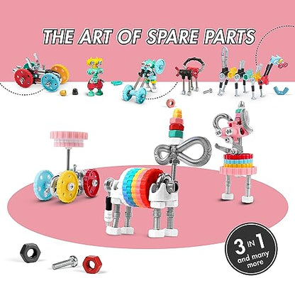 The Off Bits Erector Set: Animal Mini STEM Toys for Kids 6+, Toy Building Sets with Nuts & Bolts, STEM Building Toys Gifts for Boys and Girls (Multicolor)