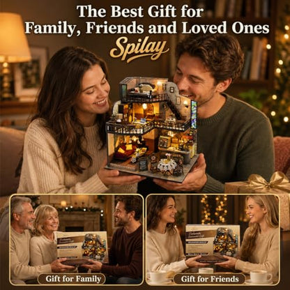 Spilay DIY Miniature House Kit for Adults, Miniature Dollhouse Building Kit - color: Fortunate Encounter Cafe