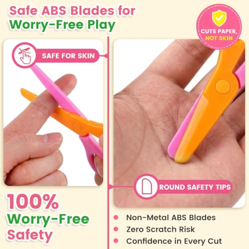 Koogel Toddler Scissors Practice Kit, 2 Safety Scissors & 120 Craft Papers