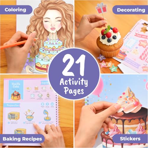 BSCOOL Baking Coloring Book with Stickers Recipes and Cake Design - color: 1 PCS - Play and Bake Activity Book