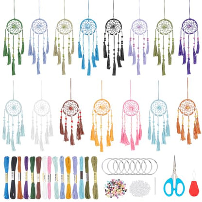 INFUNLY 15PCS DIY Small Dream Catcher Kits for Beginners Handmade Dreamcatcher Kit for Starters DIY Mini Hanging Ornament Making Kit for Bedroom Car Mirror Keychain Bag Bohemian Decoration Craft Gift - style: Bohemian