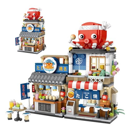 ELAICREE Japanese Street View Shop Building Blocks House Toy, New 4 Models Mini DIY Building Blocks Model MOC Construction Toy, Gift for 6-12 Years Old Kid Girls and Boys - color: New 4 Models-02