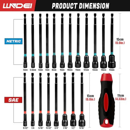 LLNDEI 21Pcs Magnetic Nut Driver Set SAE/Metric with Non-Slip Grip - size: 21pcs Nut Driver Set with Storage box