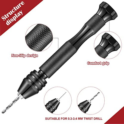 Vinsot 95 Pcs Micro Drill Bits Set with Pin Vise Hand Drill, Black - color: Black