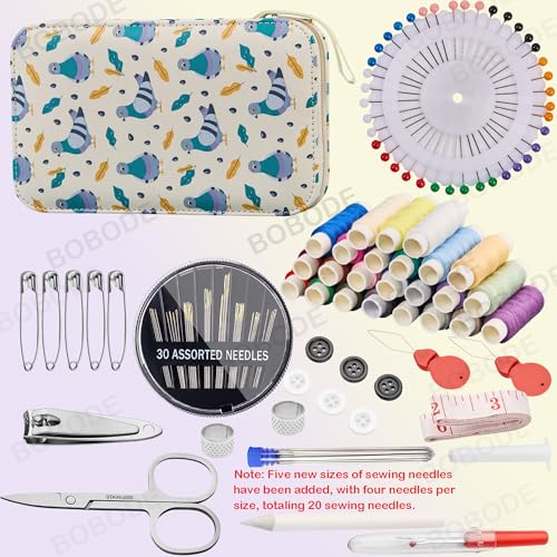 Printing Travel Sewing Kit with 130PCS Basic Sewing Supplies Accessories - color: 130PCS-Cartoon
