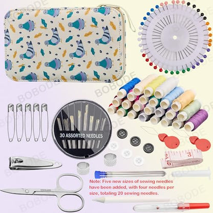 Printing Travel Sewing Kit with 130PCS Basic Sewing Supplies Accessories - color: 130PCS-Cartoon