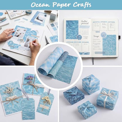 Water Ripple Scrapbook Paper Pack, 60 Sheets, 14 x 21 cm, Blue Green - color: Water Ripples
