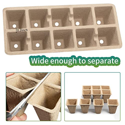 400Cells Seedling Start Trays with Drain Holes,40pcs Peat Pots Seedling Pots Biodegradable,Seedling Starter Kit,Organic Germination Plant Starter Trays(400xLabels,2xTransplant Tools,1xSpray Bottle) - size: 400cells-40pcs