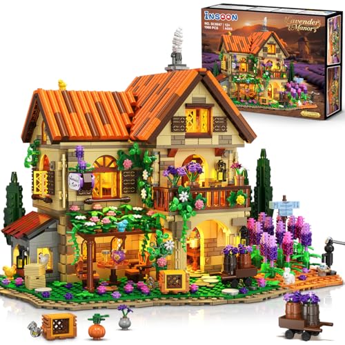 INSOON Lavender Cottage House Building Set with Lights for Adults Teens 12+
