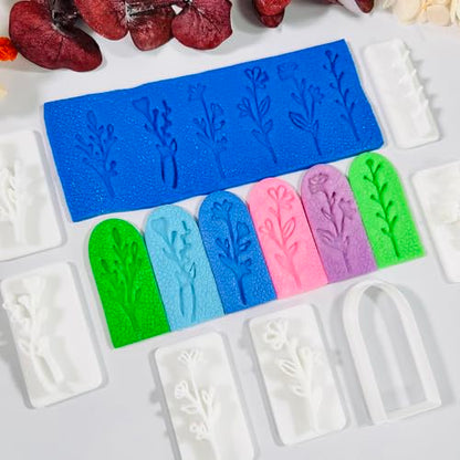 Xaekicr A1-4-9B-Handmade Jewelry Pendant Crafting Kit,Flower Plastic Molds Set, DIY Polymer Clay Printing Tools - color: A color