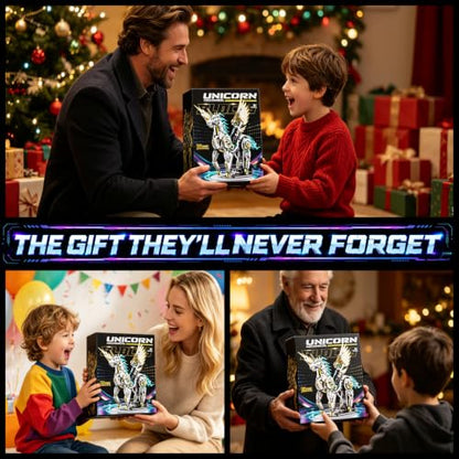 Mechanical Unicorn Building Set, 1499 PCS Building Blocks Set with Hand Crank, LED Lights & Poseable Wings, Christmas Birthday Gift Toy for Boys Teens Adults Aged 8-12+, Home Decor Display - size: UNICORN