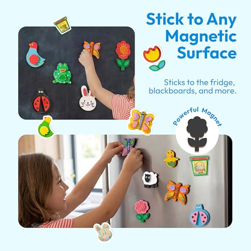 JOYIN 12 Wooden Magnet Painting Kit - Arts and Crafts for Kids Ages 3-8 - style: Nature