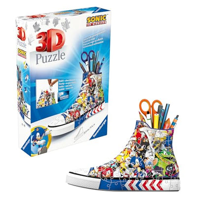 Ravensburger Sonic The Hedgehog Sneaker 3D Puzzle | Unique Collectible Puzzle with 108 Pieces | Fun for Sonic Fans | No Glue Needed