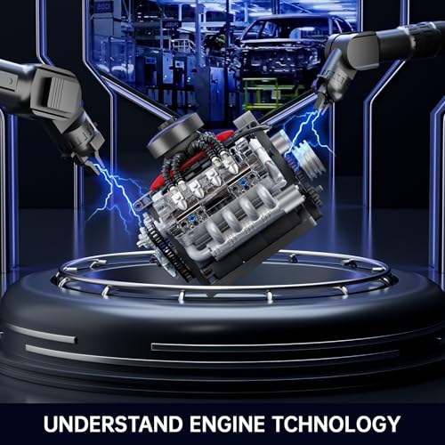 Mould King Mini V8 Engine Kits That Runs, Build Your Own Visible Car Motor, Physical Science Experiment Models for Teens, Best STEM Toy Gifts for 14+ and Adult 10171 (487 Pcs) - style: V8 Engine