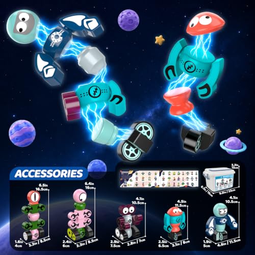 Magnetic Robot Building Toy, STEM Magnet Alien Toys Set for Kids Age 3-5 - color: Alien