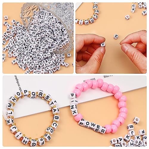 Augshy 1400pcs Square Acrylic Alphabet Beads for DIY Jewelry Making - color: White