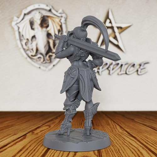 AUSPDICE Human Warrior Miniature 32mm, Unpainted DND Fantasy Figure AS384
