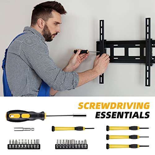 URASISTO 40-Piece Home Tool Kit with Easy Carrying Box, Small Basic Hand Tool Set Perfect for DIY Building, Home Maintenance and Woodworking, Great for College Students - color: Yellow