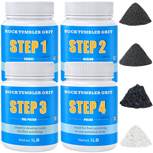 KomeStone Rock Tumbler Grit and Polish Refill Kit - 6 Pounds, Value Pack, Ideal for Up to 40 lbs. of Rocks, 4-Step Tumbling Media, Compatible with Any Rock Polisher, Better Results - color: Light Blue