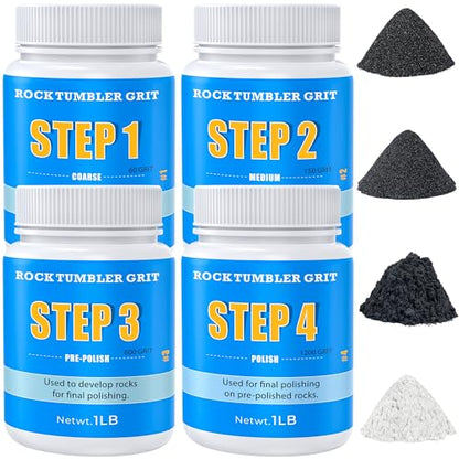 KomeStone Rock Tumbler Grit and Polish Refill Kit - 6 Pounds, Value Pack, Ideal for Up to 40 lbs. of Rocks, 4-Step Tumbling Media, Compatible with Any Rock Polisher, Better Results - color: Light Blue