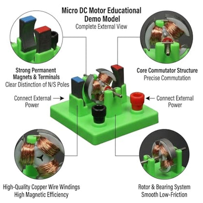 DIY DC Electrical Motor Assemble KIT - STEM Science Lab Educational Physics Learning Experiment Toy for Kids Electrical Motor 1 (Green)