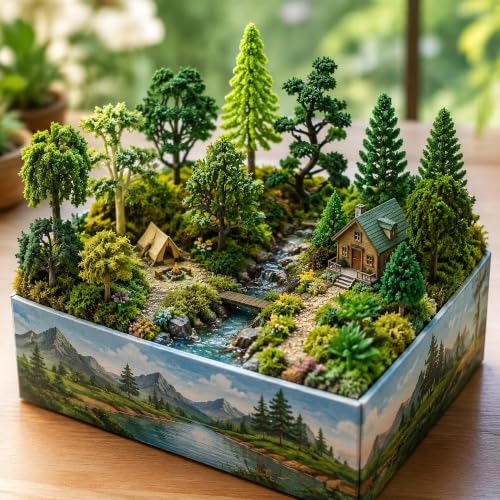 Mini Model Trees Kit, Diorama Scenery Miniature Garden Building Scene DIY