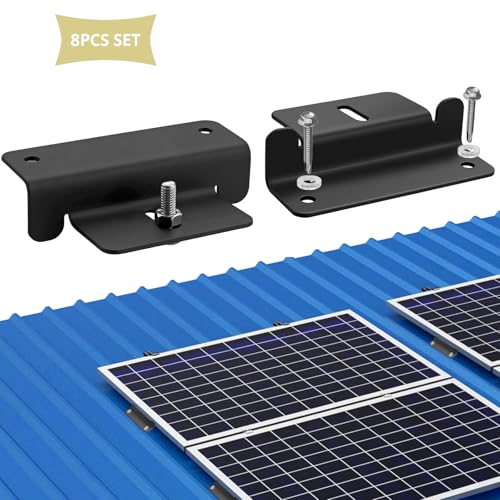 Anbte 8PCS Solar Panel Mounting Z Brackets, Aluminum Solar Panel Mounting Bracket 304 Stainless Steel Screws, Stable, Rust - Resistant, Easy Install for Roof, RV, Boat, Yacht, Black - color: black（8PCS）
