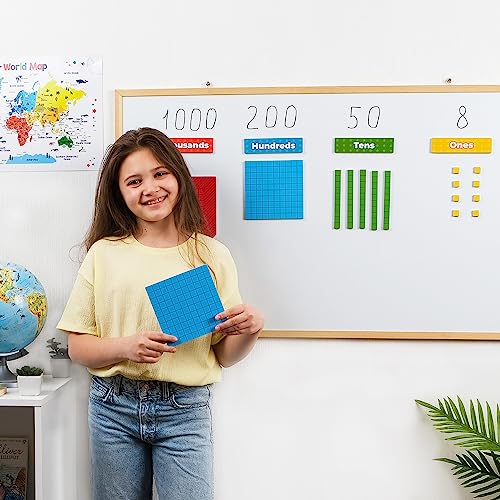 Simply magic 131+4 PCS Jumbo Colorful Magnetic Base Ten Blocks for Math