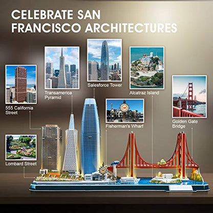 CubicFun 3D Puzzles for Adults Gifts Christmas LED San Francisco City Line - style: 4 LED San Francisco Cityline