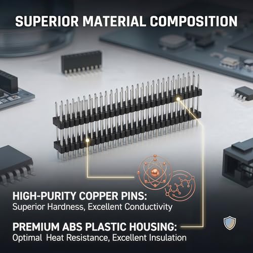 2x40 Pin Header Strip, 23mm, Double Row Header Pins Connector - size: 23mm Dual Row Plastic