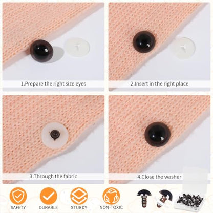 MUCUNNIA 80pcs 12mm Brown Safety Eyes for Crocheting with Washers - size: 12mm