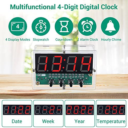 MiOYOOW 4-Digit Rechargeable Digital Clock Soldering Kit for School & Home - color: 4 Digit Rechargeable Clock Kit