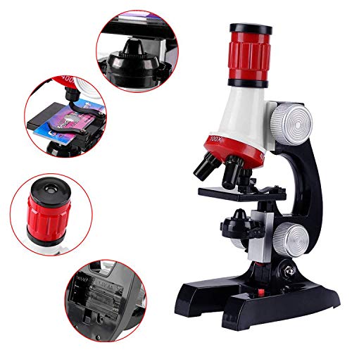 Little World Science Kits for Kids Beginner Microscope Kit with LED 100X 400X and 1200X Magnification Kids Educational Toy Birthday Halloween - color: Single color