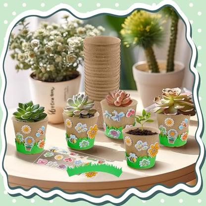 Spring Garden Paper Pot Craft Kit Bulk for Kids Flower Planting Growing - size: 18pc