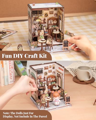 CUTEBEE Book Nook Kit DIY Miniature House Coffee Shop Dollhouse Kit