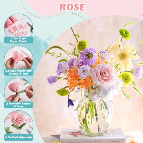 Premium Crepe Paper for Flower Making Kit, 12 Rolls Italian Crepe Paper - color: 12 Multicolor